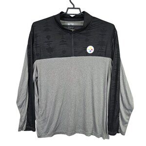 Mens Fanatics Pittsburgh Steelers Gray & Black Pullover 1/4 Zip Shirt Size XXL